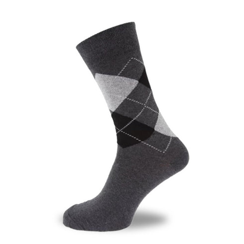 Premium Quality Grey Argyle Crew Socks